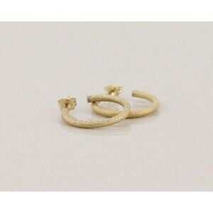 14k Yellow Gold 3/4" Textured Hoop Earrings Gold Hoops